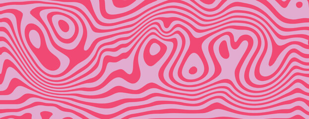 Abstract wavy background with pink and red colors. The background features pink and red swirls creating a dynamic, flowing texture. Psychedelic pattern background vector. Pink background.