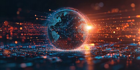 Futuristic globe ai and global connectivity in a digital era