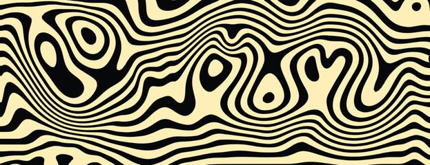 Abstract background with wavy black and beige patterns. The background features beige and black swirls, creating a dynamic texture. Psychedelic pattern background vector. Beige background.