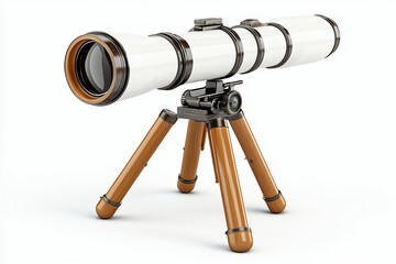 Vintage telescope with wooden tripod ideal for stargazing and observing distant landscapes in elegant design