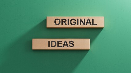 Original ideas. Concept word Original ideas on wooden cubes.Business and Original ideas concept....