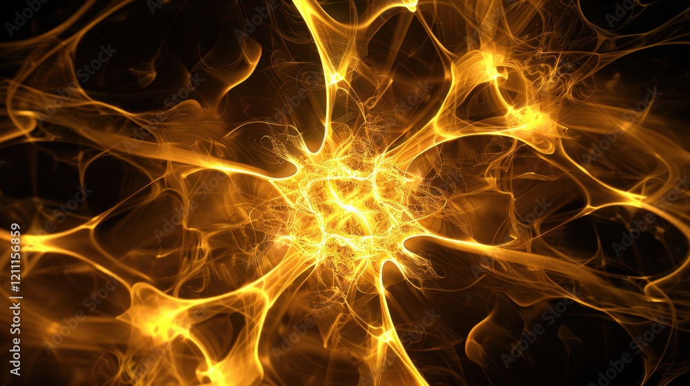 Aufkleber bright golden abstract energy pattern with swirling lines and glowing effects, creating dynamic and 