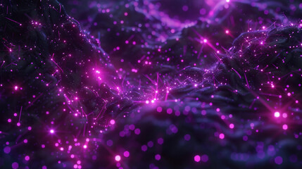 Fototapeta premium mesmerizing abstract landscape filled with glowing purple lights and intricate patterns, creating sense of depth and wonder