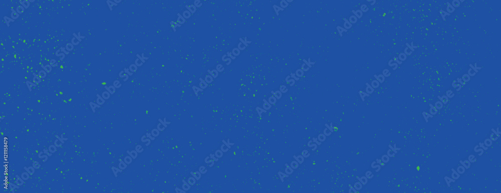 Poster vibrant blue background with a speckled texture. the background is a deep blue with scattered green 