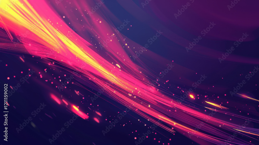 Poster vibrant abstract background with flowing lines and glowing particles, creating dynamic and energetic