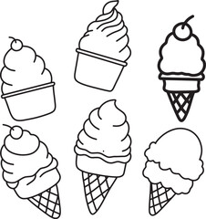 Hand-Drawn Outline of Ice Cream