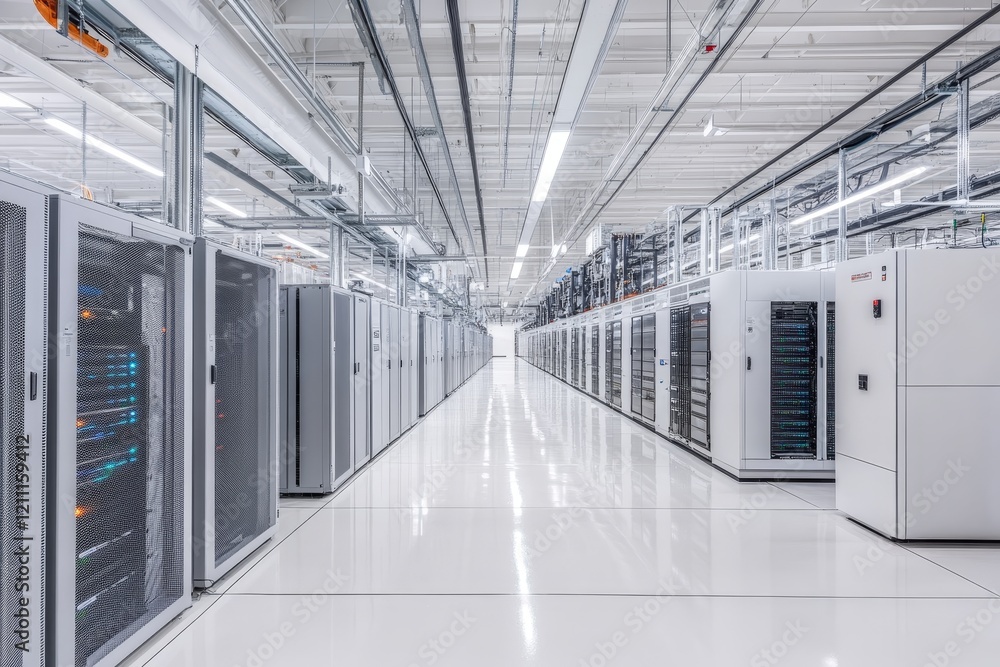 Aufkleber rows of servers in a modern data center.