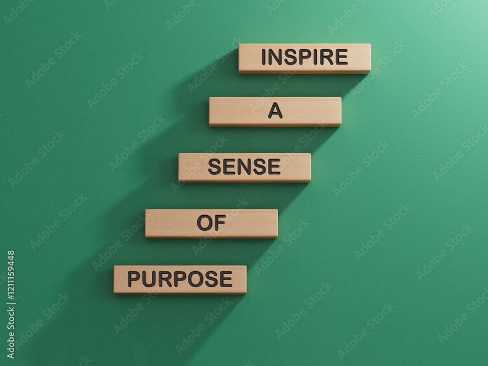 Poster purpose symbol. wooden blocks with words inspire a sense of purpose.business and purpose concept. wo