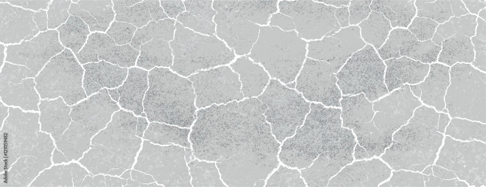 Poster cracked gray background with a textured, distressed style. the gray background features a web of whi