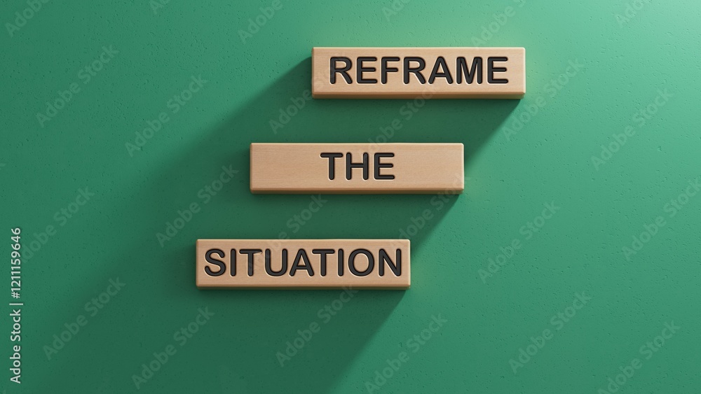 Poster reframe the situation symbol. concept words reframe the situation on wooden blocks. business concept