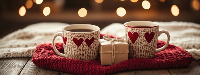 Cozy Valentine s Day Gift Hot Drinks Hearts Knitwear