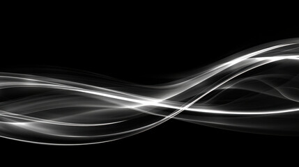 Obraz premium Abstract light waves on black background create sense of motion and elegance. flowing lines evoke feeling of tranquility and modernity