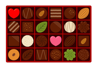 長方形の赤い箱に入ったチョコレートのイラスト
