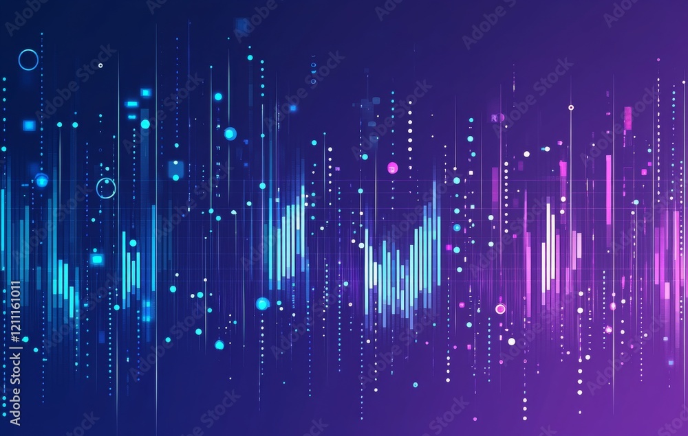 Poster abstract digital sound wave illustration with colorful elements and modern design for technology bac