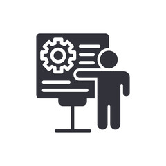 Administrator presentation solid icons, minimalist vector illustration ,simple transparent graphic element .Isolated on white background
