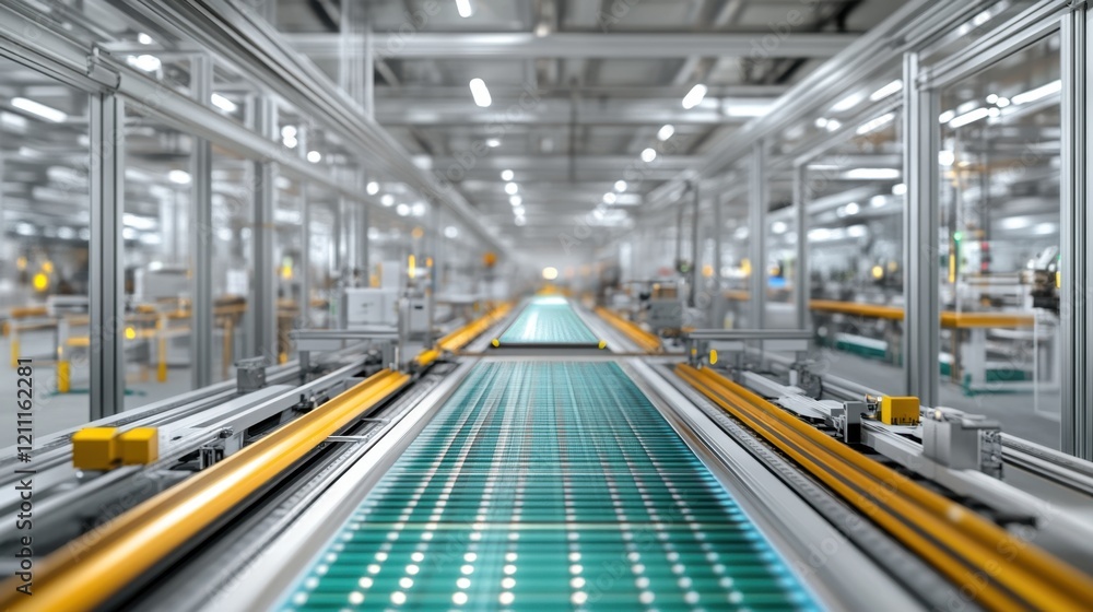 Aufkleber advanced assembly line producing led screens in a futuristic factory.