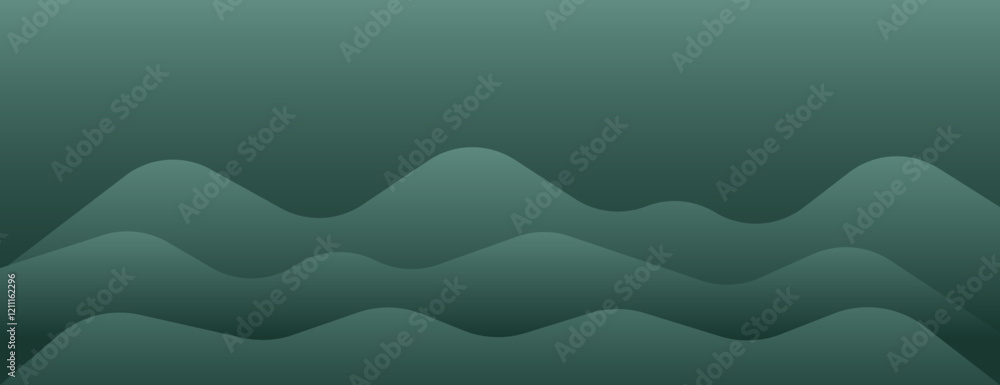 Poster a green background with a gradient style, featuring smooth, wavy hills. the background is green with