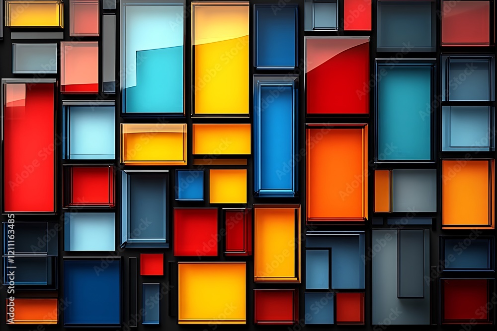 Poster abstract colorful glass rectangular blocks design