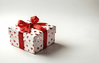 Obraz premium Valentine's day sweet red ribbon gift box on white background for love content - a special gift give to present true love and affection on special occasion