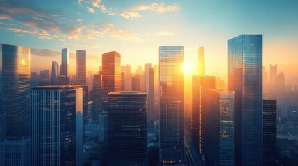 Fototapeta premium Singapore skyline financial district cityscape at the Marina bay.