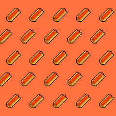 hotdogs pixel art pattern with orange pastel color background illustration pixel art high resolution for graphics assets