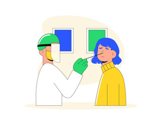 Doctor doing PCR test. Healthy problems illustrations. Flat vector illustrations