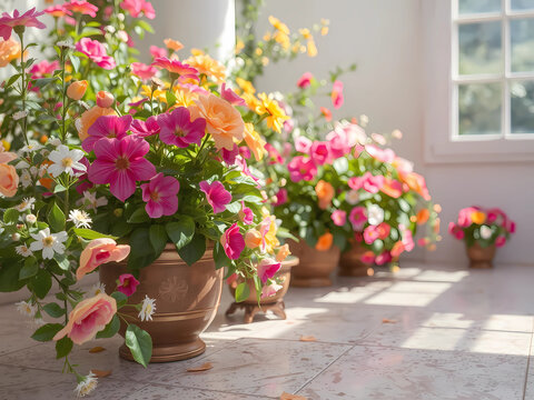 A beutiful garde n ,8k , best qality picture , realistic picture , uhd  , vibrating color , coffe  flowers , shining floor , color light