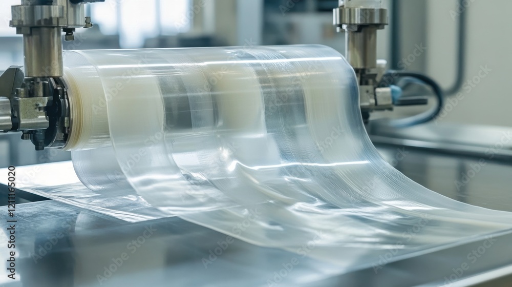 Poster a machine pressing plastic sheets into precise shapes.