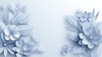 Elegant Light Blue Floral Design With Leaves