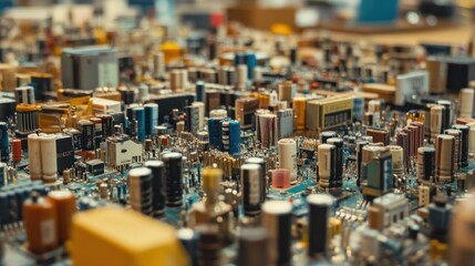 Obraz premium Intricate wiring and soldering on a custom-built PCB placed on an anti-static mat.