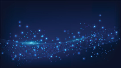 Obraz premium abstract blue graphic lines with glowing light on dark background