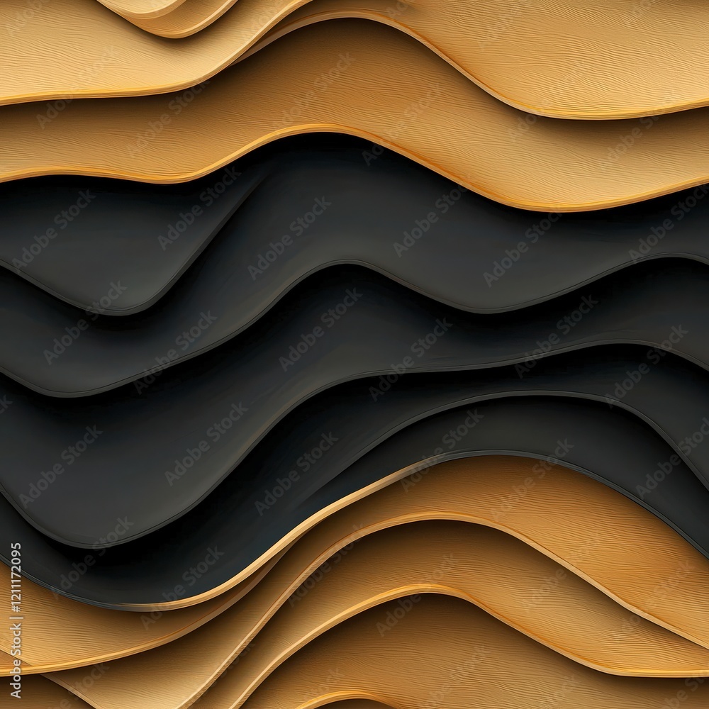 Poster abstract layered waves in earthy tones featuring rich textures and smooth curves for artistic design