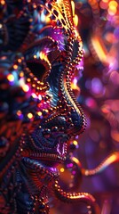 Obraz premium Ornate Metallic Mask Glows Vibrantly In Dark Setting