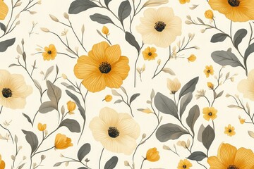 Elegant Yellow and Beige Floral Pattern Design