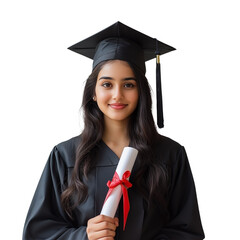Young Indian female graduate with diploma