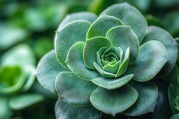 Green Succulent Plant Close Up Detailed View