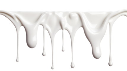 milk dripping isolated on transparent white background, clipping path
