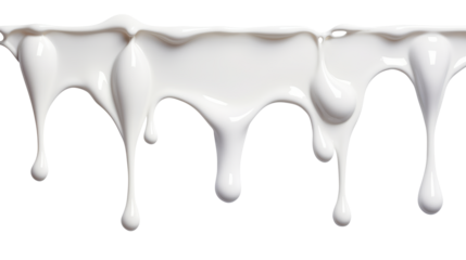 milk dripping isolated on transparent white background, clipping path