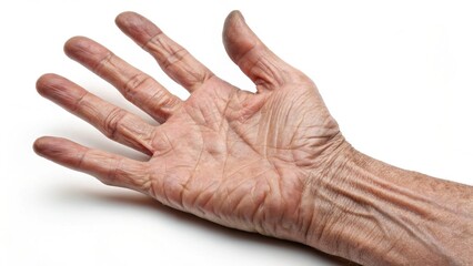 A close-up of an elderly hand, showcasing prominent veins and wrinkles, symbolizing age and the passage of time.