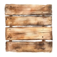 This watercolor representation of a wood plank showcases a rustic, detailed texture with rich browns and subtle warmth, ideal for creative projects and backgrounds
