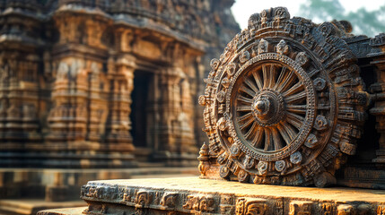Close-Up of Stone Wheels from Konark Sun Temple,