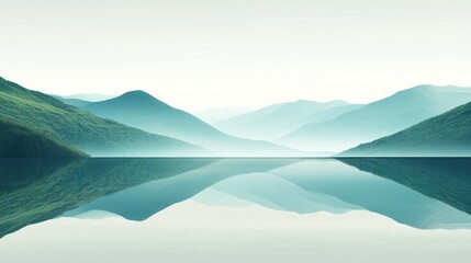 Serene mountain lake reflection.