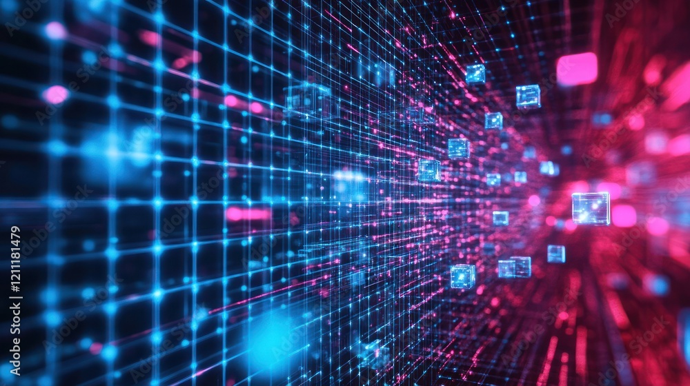 Poster abstract digital data stream: a futuristic network visualization