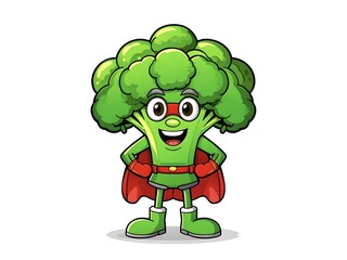 Fototapeta premium Cute broccoli superhero character cartoon illustration,green,isolated,3d