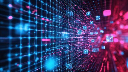 Obraz premium Abstract Digital Data Stream: A Futuristic Network Visualization