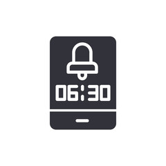 Alarm clock app solid icons, minimalist vector illustration ,simple transparent graphic element .Isolated on white background
