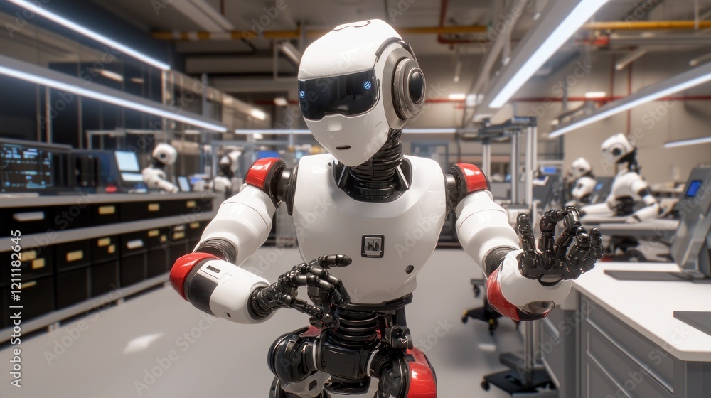 Poster humanoid robot in tech lab