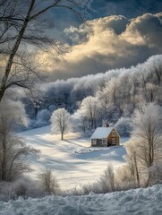 winter landscape with snow
