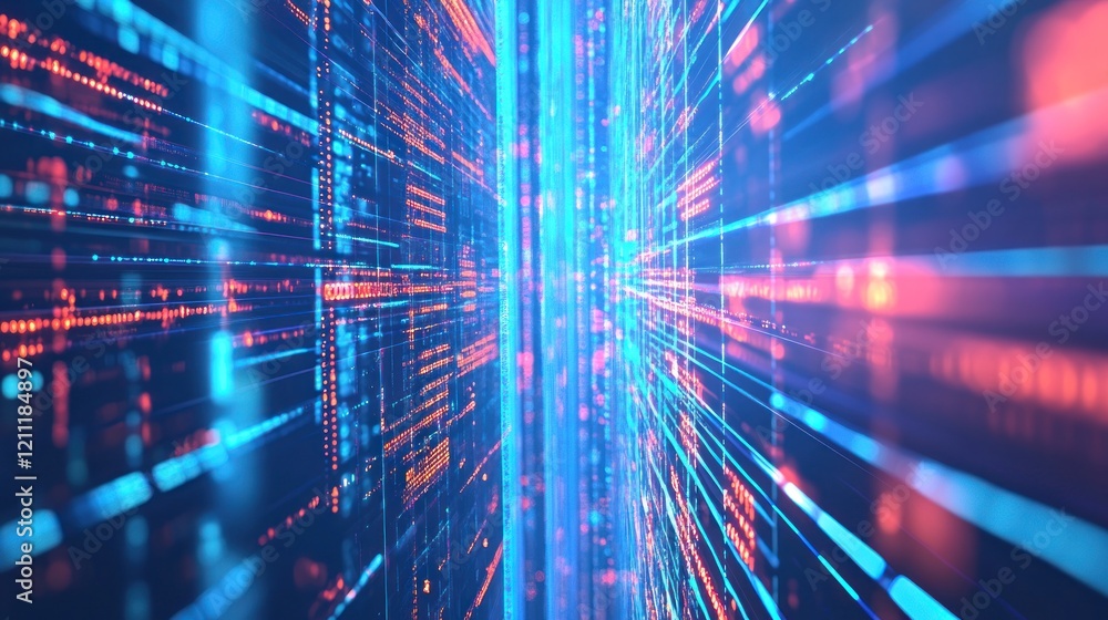 Aufkleber digital data stream: a futuristic visualization of cyberspace