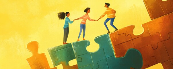 Teamwork Makes the Dream Work:  A Collaborative Illustration of Unity and Achievement